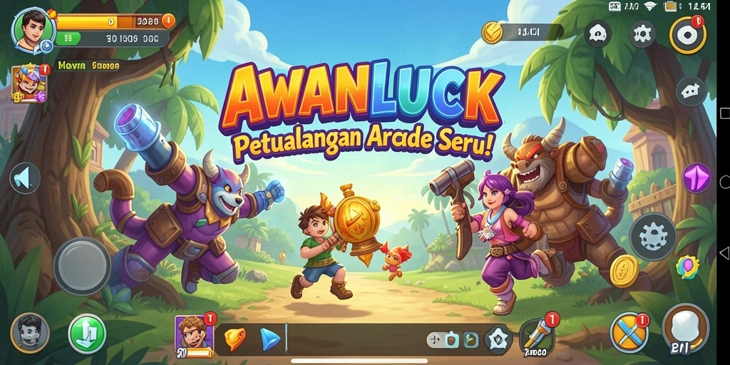 Gameplay seru dan menantang dalam AWANLUCK yang penuh warna.