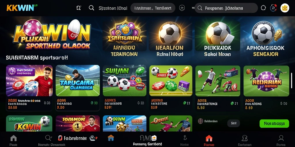 Screenshot utama KKWIN menampilkan antarmuka taruhan olahraga yang menarik.