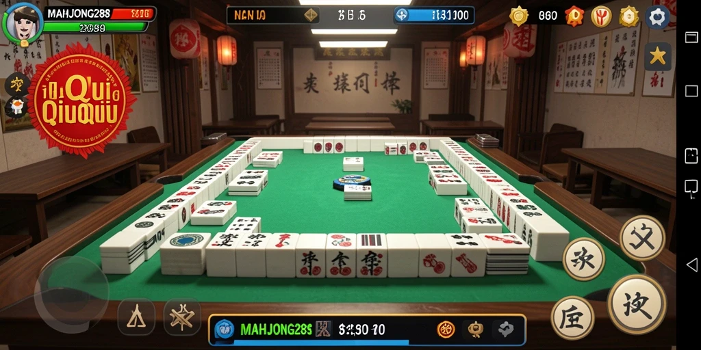 Tampilan menarik dari gameplay QiuQiu di MAHJONG288.